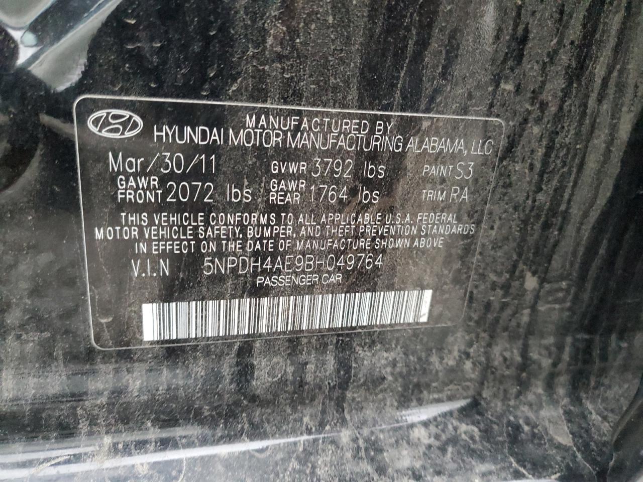 Photo 11 VIN: 5NPDH4AE9BH049764 - HYUNDAI ELANTRA 