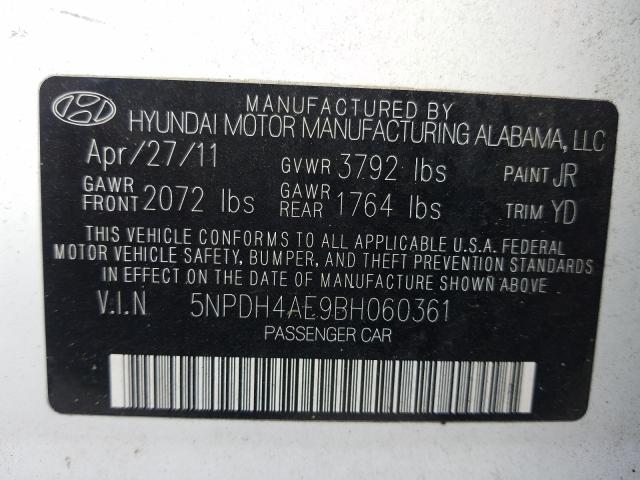 Photo 9 VIN: 5NPDH4AE9BH060361 - HYUNDAI ELANTRA GL 