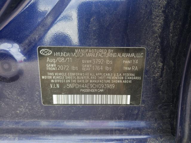 Photo 9 VIN: 5NPDH4AE9CH093989 - HYUNDAI ELANTRA GL 