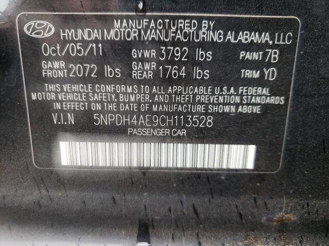 Photo 9 VIN: 5NPDH4AE9CH113528 - HYUNDAI ELANTRA GL 