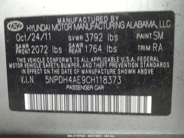 Photo 8 VIN: 5NPDH4AE9CH118373 - HYUNDAI ELANTRA 