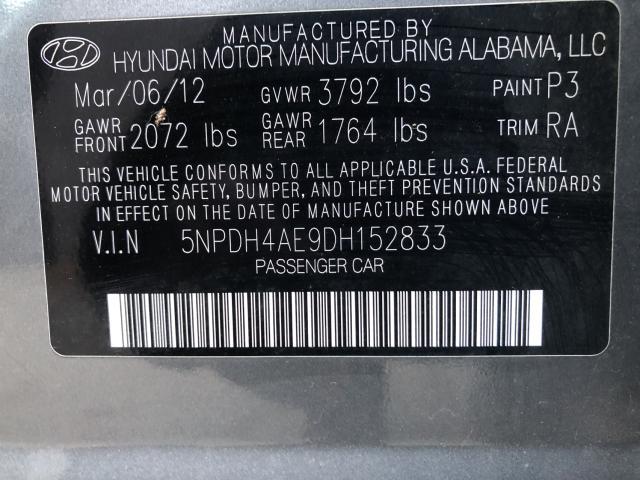 Photo 9 VIN: 5NPDH4AE9DH152833 - HYUNDAI ELANTRA GL 