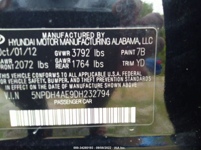 Photo 8 VIN: 5NPDH4AE9DH232794 - HYUNDAI ELANTRA 