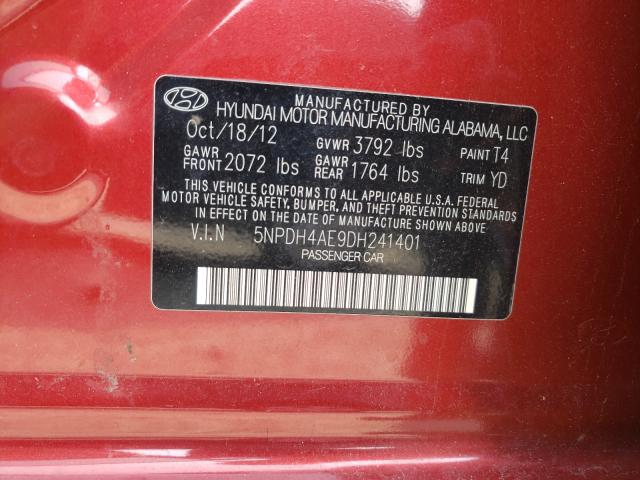 Photo 9 VIN: 5NPDH4AE9DH241401 - HYUNDAI ELANTRA GL 