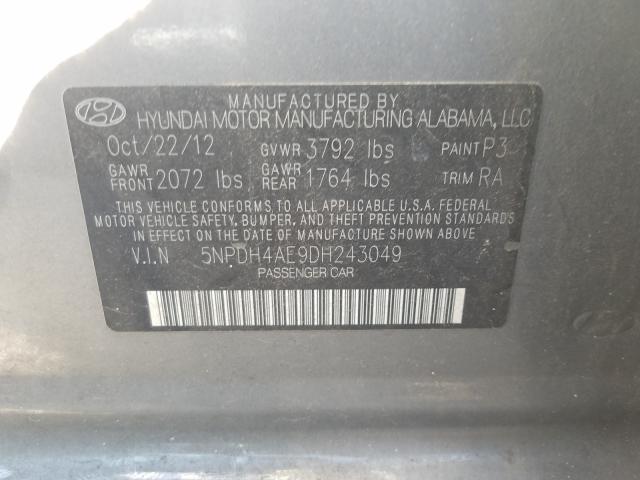 Photo 9 VIN: 5NPDH4AE9DH243049 - HYUNDAI ELANTRA GL 