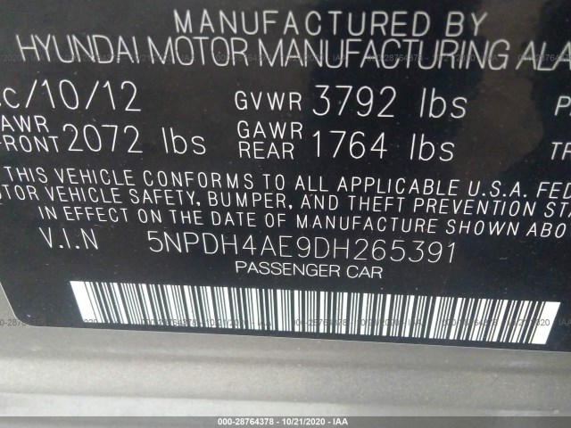 Photo 8 VIN: 5NPDH4AE9DH265391 - HYUNDAI ELANTRA 