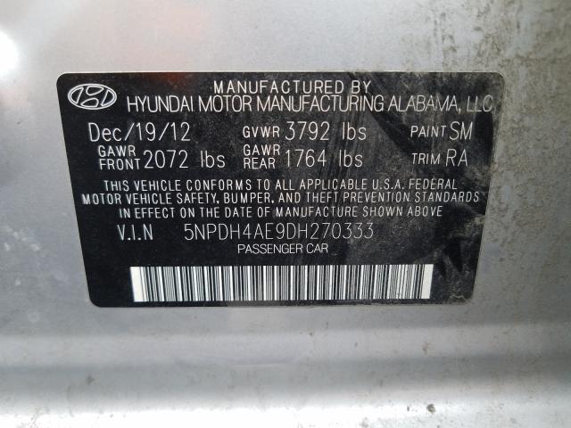 Photo 9 VIN: 5NPDH4AE9DH270333 - HYUNDAI ELANTRA GL 