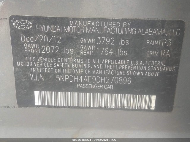 Photo 8 VIN: 5NPDH4AE9DH270896 - HYUNDAI ELANTRA 