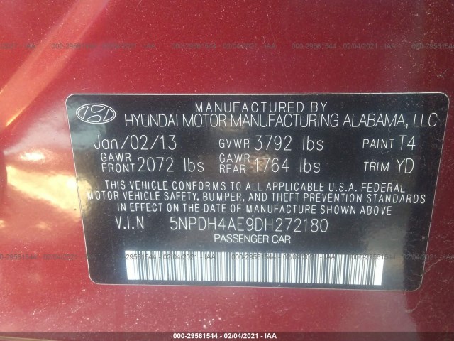 Photo 8 VIN: 5NPDH4AE9DH272180 - HYUNDAI ELANTRA 