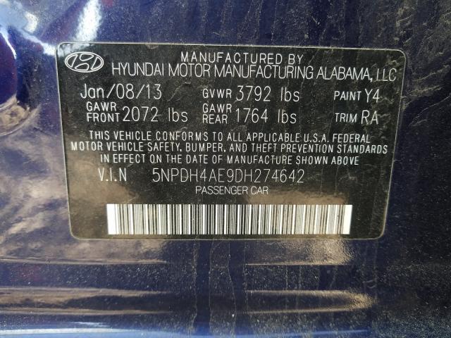 Photo 9 VIN: 5NPDH4AE9DH274642 - HYUNDAI ELANTRA GL 