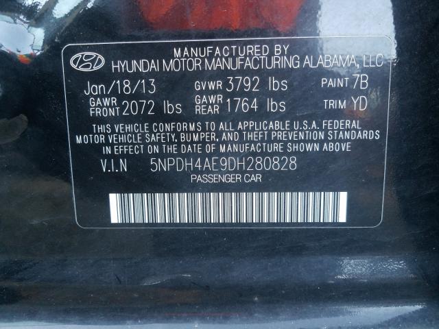 Photo 9 VIN: 5NPDH4AE9DH280828 - HYUNDAI ELANTRA GL 