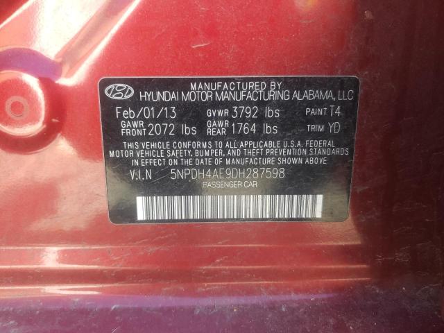 Photo 9 VIN: 5NPDH4AE9DH287598 - HYUNDAI ELANTRA GL 