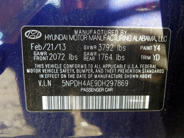 Photo 9 VIN: 5NPDH4AE9DH297869 - HYUNDAI ELANTRA GL 