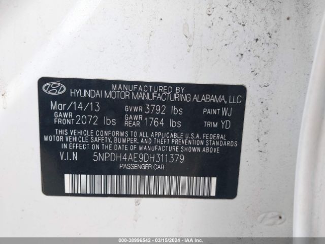 Photo 8 VIN: 5NPDH4AE9DH311379 - HYUNDAI ELANTRA 