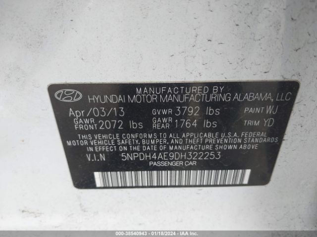 Photo 8 VIN: 5NPDH4AE9DH322253 - HYUNDAI ELANTRA 