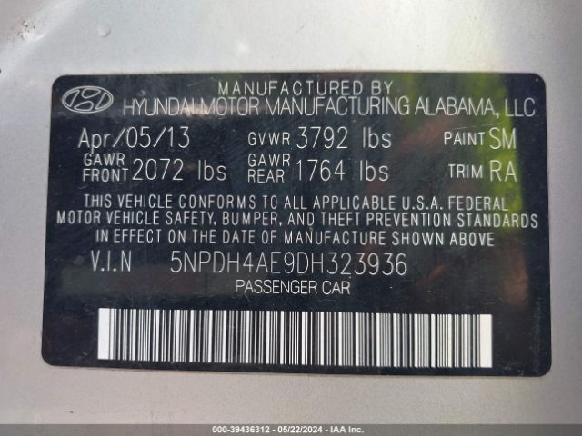 Photo 8 VIN: 5NPDH4AE9DH323936 - HYUNDAI ELANTRA 