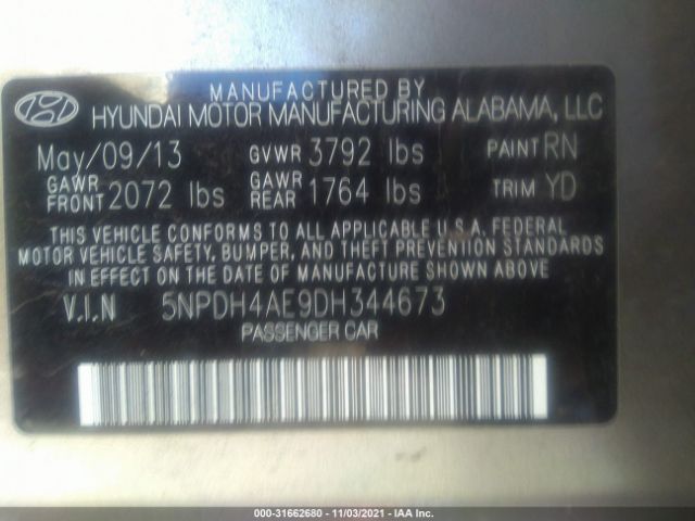 Photo 8 VIN: 5NPDH4AE9DH344673 - HYUNDAI ELANTRA 