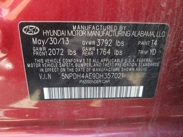 Photo 9 VIN: 5NPDH4AE9DH357021 - HYUNDAI ELANTRA 