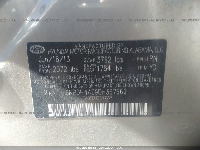 Photo 8 VIN: 5NPDH4AE9DH367662 - HYUNDAI ELANTRA 