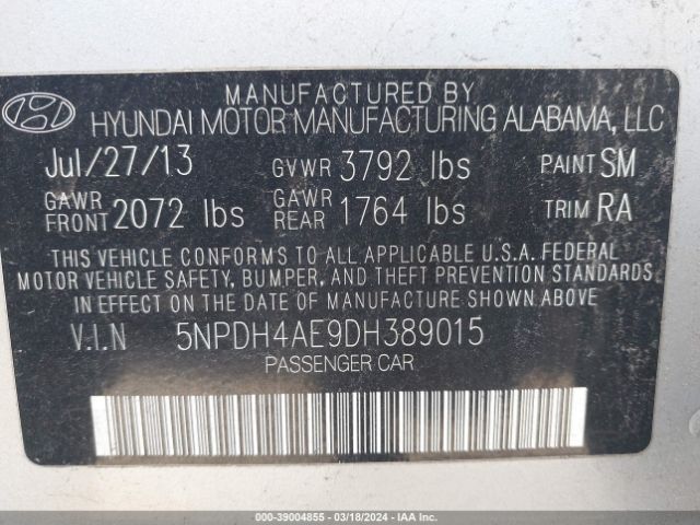 Photo 8 VIN: 5NPDH4AE9DH389015 - HYUNDAI ELANTRA 