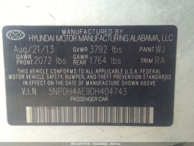 Photo 8 VIN: 5NPDH4AE9DH404743 - HYUNDAI ELANTRA 