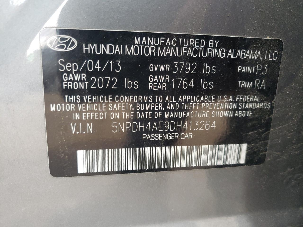 Photo 11 VIN: 5NPDH4AE9DH413264 - HYUNDAI ELANTRA 