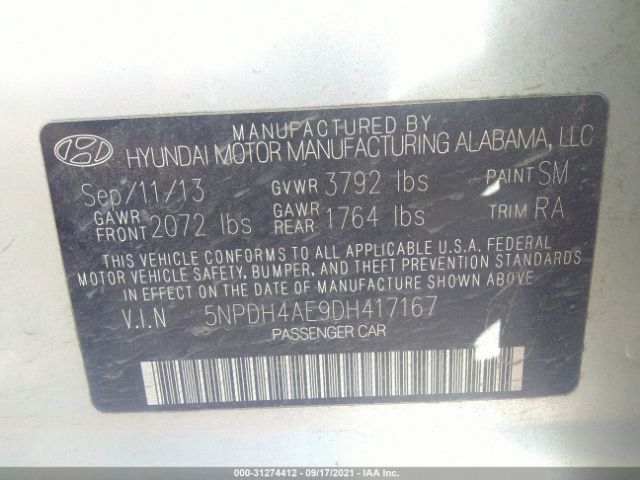 Photo 8 VIN: 5NPDH4AE9DH417167 - HYUNDAI ELANTRA 