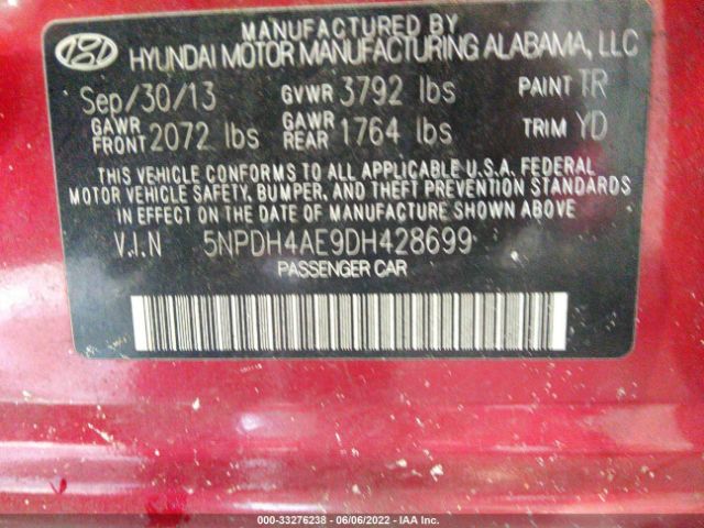 Photo 8 VIN: 5NPDH4AE9DH428699 - HYUNDAI ELANTRA 