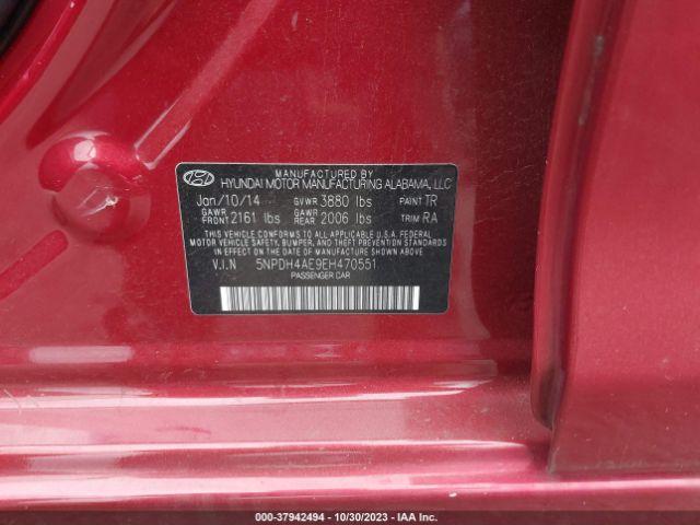 Photo 8 VIN: 5NPDH4AE9EH470551 - HYUNDAI ELANTRA 