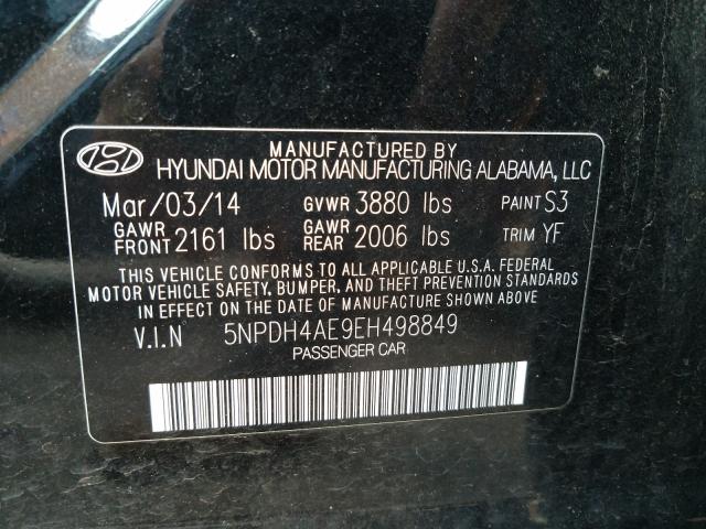 Photo 9 VIN: 5NPDH4AE9EH498849 - HYUNDAI ELANTRA SE 