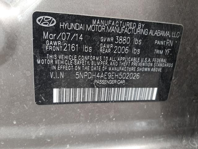 Photo 9 VIN: 5NPDH4AE9EH502026 - HYUNDAI ELANTRA SE 