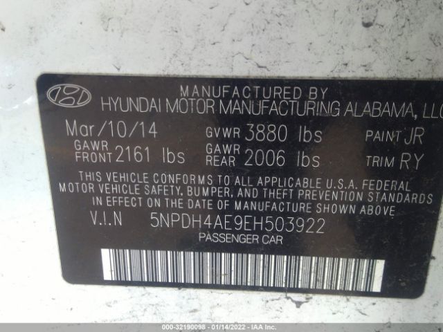 Photo 8 VIN: 5NPDH4AE9EH503922 - HYUNDAI ELANTRA 