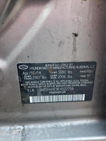 Photo 9 VIN: 5NPDH4AE9EH522759 - HYUNDAI ELANTRA SE 