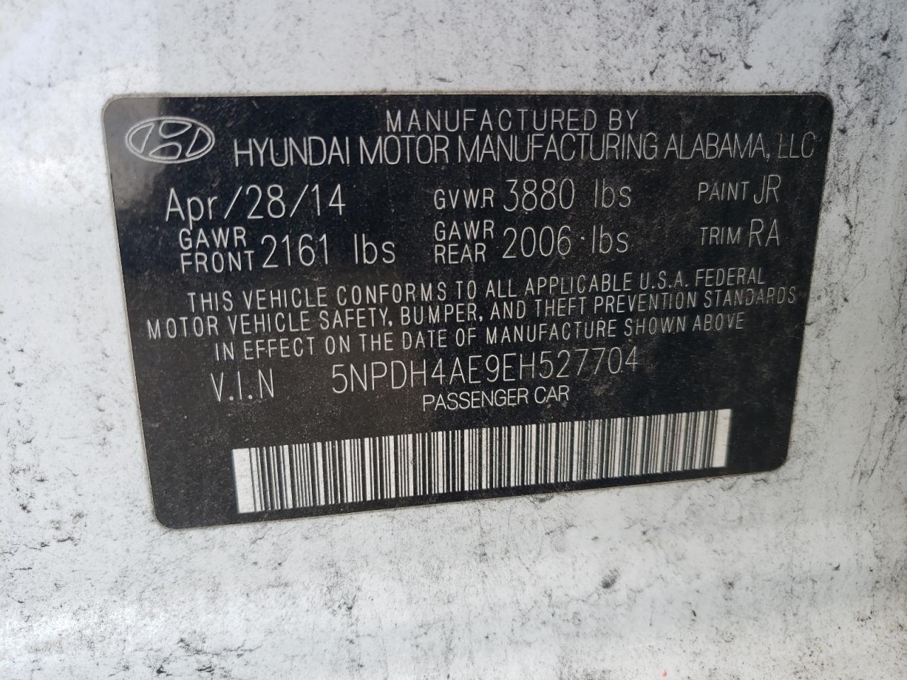 Photo 11 VIN: 5NPDH4AE9EH527704 - HYUNDAI ELANTRA 