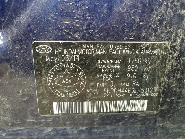 Photo 9 VIN: 5NPDH4AE9EH531235 - HYUNDAI ELANTRA SE 