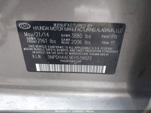 Photo 8 VIN: 5NPDH4AE9EH539822 - HYUNDAI ELANTRA 