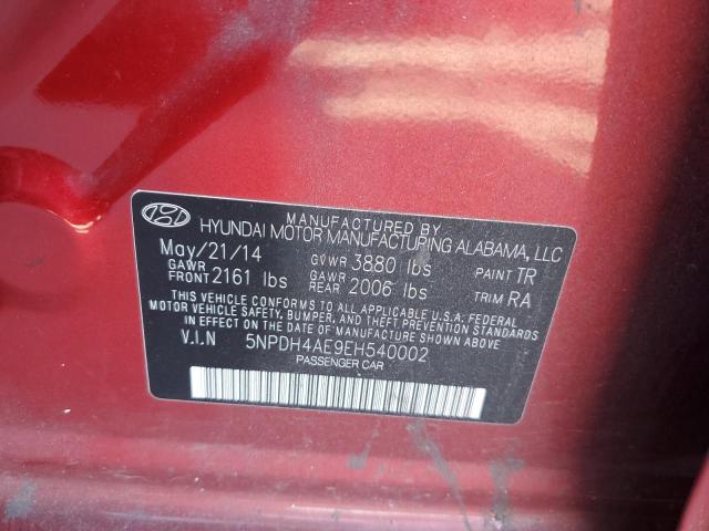 Photo 9 VIN: 5NPDH4AE9EH540002 - HYUNDAI ELANTRA 