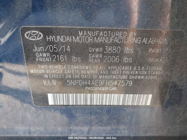 Photo 8 VIN: 5NPDH4AE9FH547579 - HYUNDAI ELANTRA 