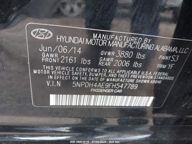 Photo 8 VIN: 5NPDH4AE9FH547789 - HYUNDAI ELANTRA 