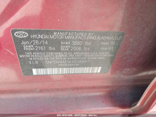 Photo 8 VIN: 5NPDH4AE9FH556847 - HYUNDAI ELANTRA 