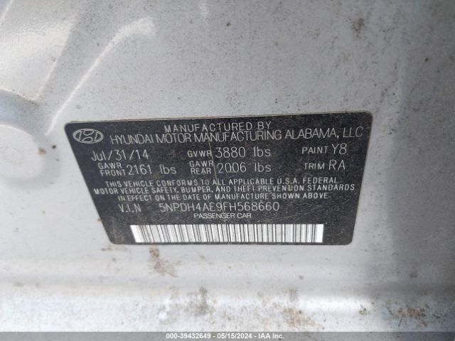 Photo 8 VIN: 5NPDH4AE9FH568660 - HYUNDAI ELANTRA 