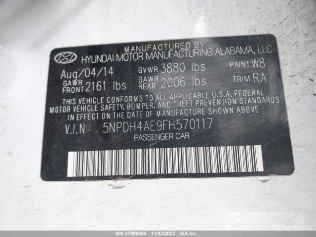 Photo 8 VIN: 5NPDH4AE9FH570117 - HYUNDAI ELANTRA 