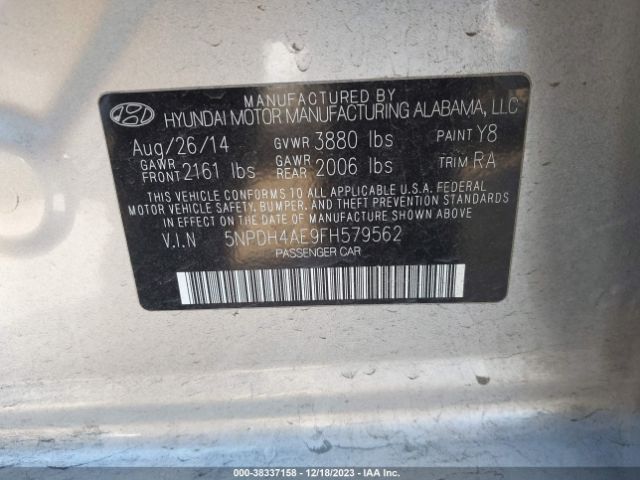 Photo 8 VIN: 5NPDH4AE9FH579562 - HYUNDAI ELANTRA 