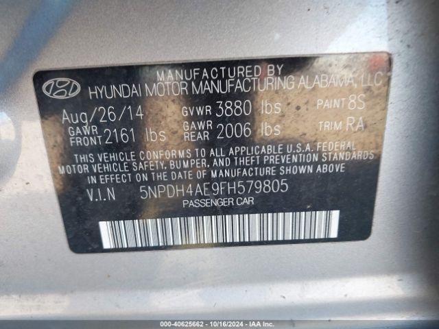 Photo 8 VIN: 5NPDH4AE9FH579805 - HYUNDAI ELANTRA 