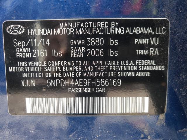 Photo 9 VIN: 5NPDH4AE9FH586169 - HYUNDAI ELANTRA SE 