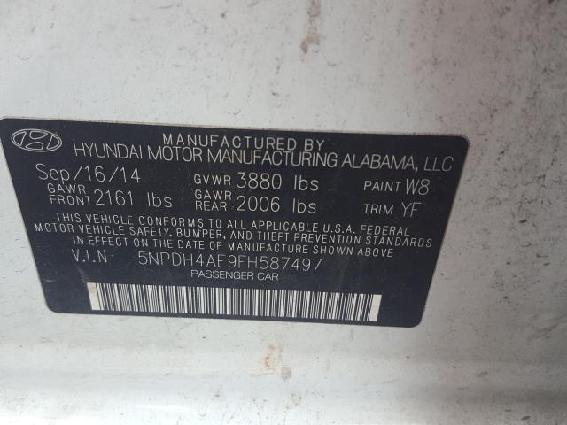 Photo 9 VIN: 5NPDH4AE9FH587497 - HYUNDAI ELANTRA SE 