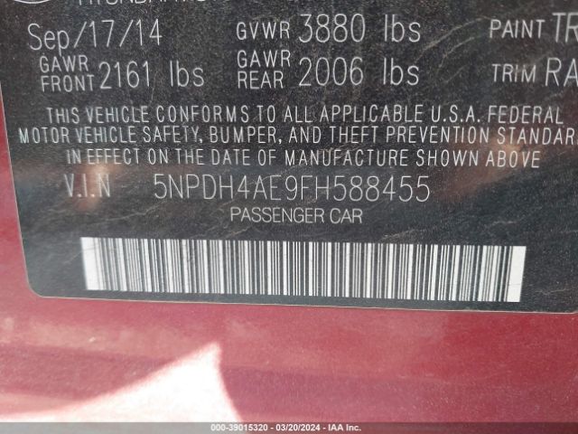 Photo 8 VIN: 5NPDH4AE9FH588455 - HYUNDAI ELANTRA 