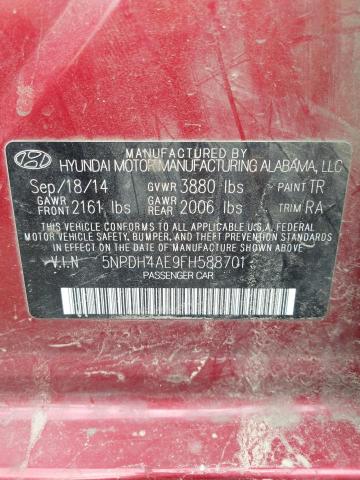 Photo 9 VIN: 5NPDH4AE9FH588701 - HYUNDAI ELANTRA SE 