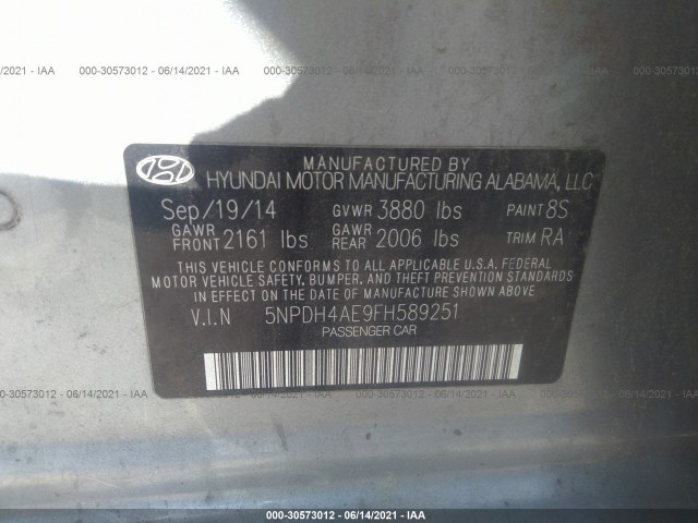 Photo 8 VIN: 5NPDH4AE9FH589251 - HYUNDAI ELANTRA 