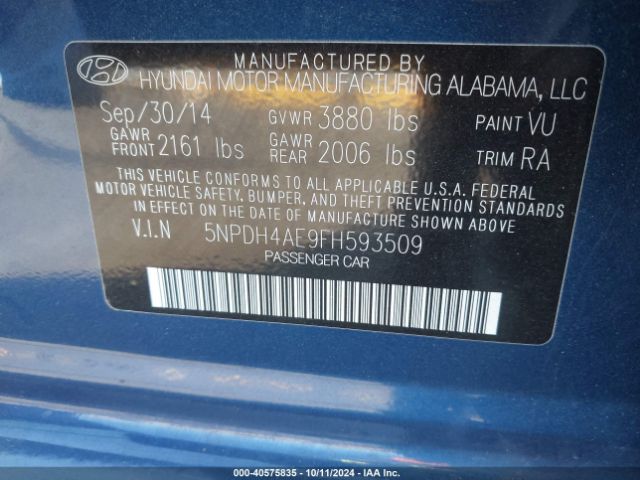 Photo 8 VIN: 5NPDH4AE9FH593509 - HYUNDAI ELANTRA 